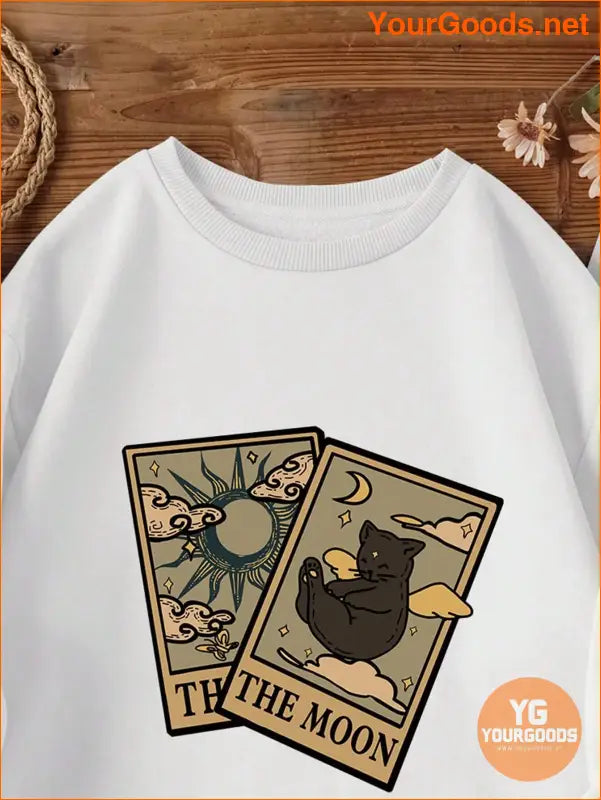 YOURGOODS Cat And Letter Graphic Thermal Lined Sweatshirt - YourGoods Online Shop