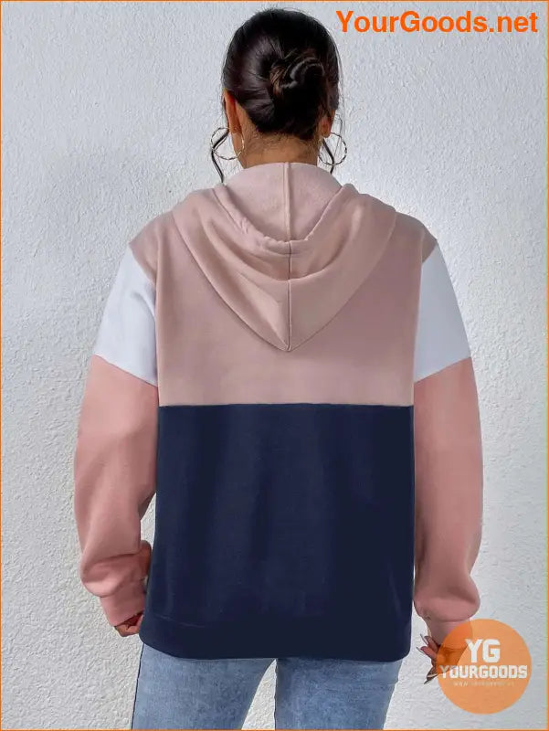 YOURGOODS Colorblock Half Zip Drawstring Thermal Lined Hoodie - YourGoods Online Shop