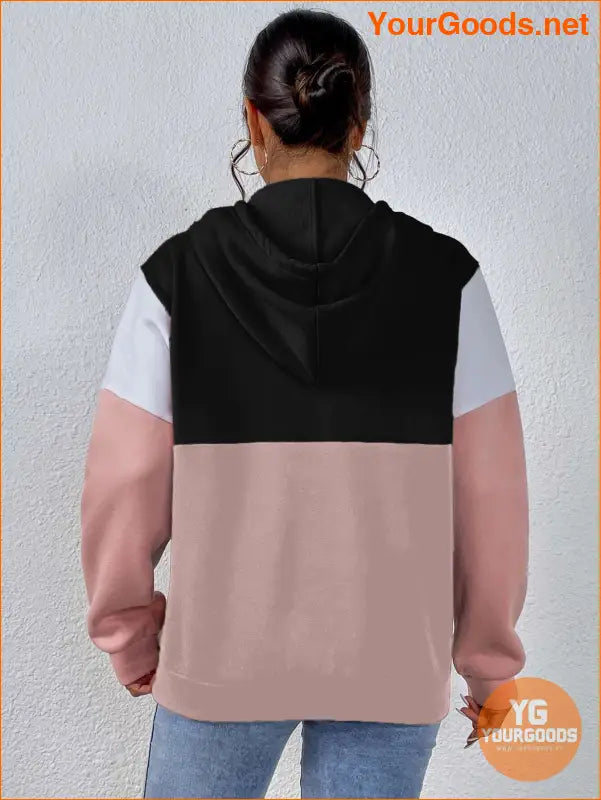 YOURGOODS Colorblock Half Zip Drawstring Thermal Lined Hoodie - YourGoods Online Shop