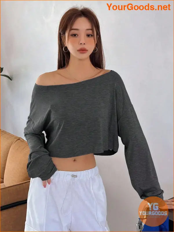 YOURGOODS DAZY Asymmetrical Neck Crop Tee - YourGoods Online Shop