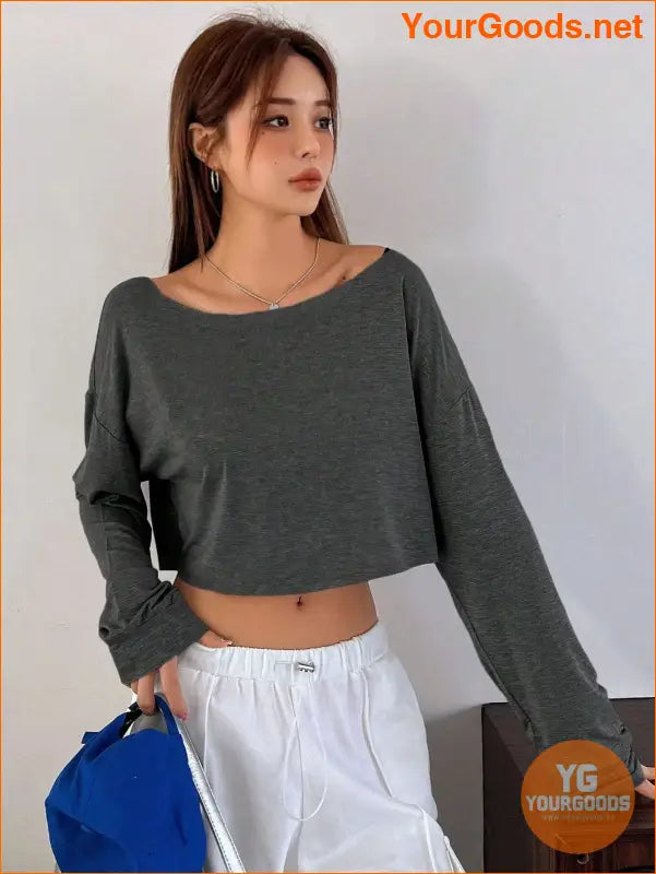 YOURGOODS DAZY Asymmetrical Neck Crop Tee - YourGoods Online Shop