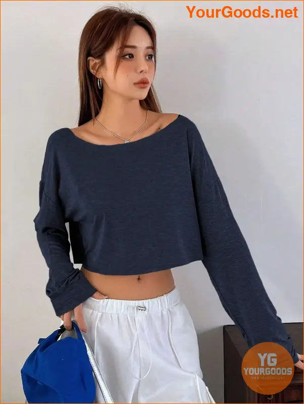 YOURGOODS DAZY Asymmetrical Neck Crop Tee - YourGoods Online Shop