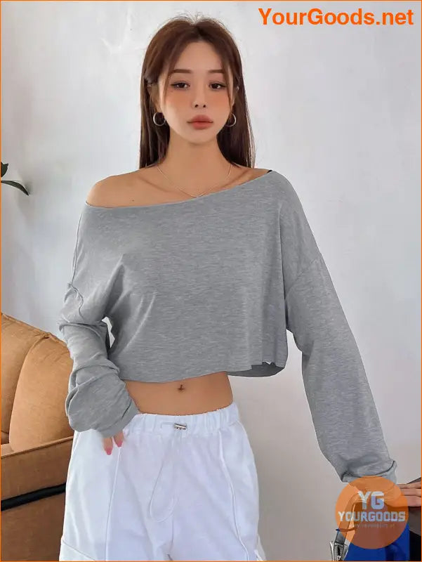 YOURGOODS DAZY Asymmetrical Neck Crop Tee - YourGoods Online Shop