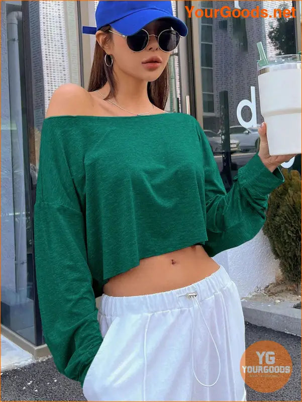 YOURGOODS DAZY Asymmetrical Neck Crop Tee - YourGoods Online Shop