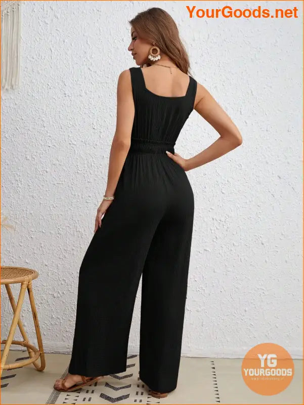 YOURGOODS Drawstring Waist Wide Leg Tank Jumpsuit - YourGoods Online Shop