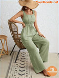 YOURGOODS Drawstring Waist Wide Leg Tank Jumpsuit - YourGoods Online Shop