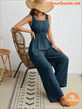 YOURGOODS Drawstring Waist Wide Leg Tank Jumpsuit - YourGoods Online Shop