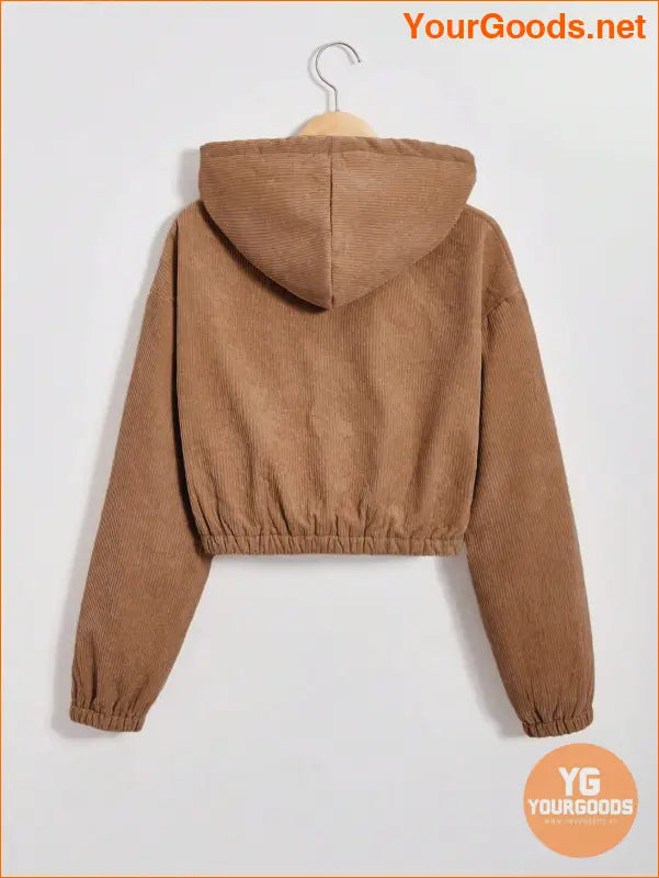 YOURGOODS Drop Shoulder Drawstring Hooded Thermal Lined Corduroy Jacket - YourGoods Online Shop