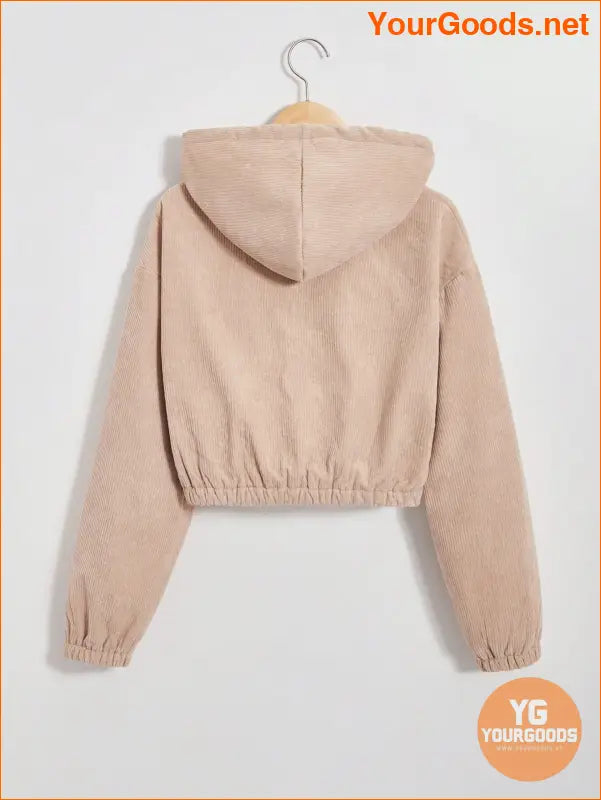 YOURGOODS Drop Shoulder Drawstring Hooded Thermal Lined Corduroy Jacket - YourGoods Online Shop