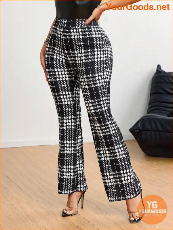 YOURGOODS Elegant Office Houndstooth Flared Suit Pants - YourGoods Online Shop