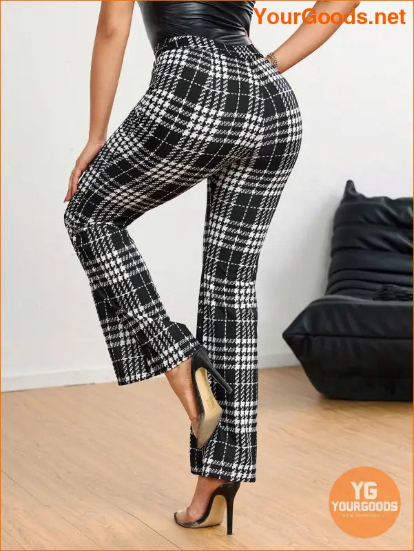 YOURGOODS Elegant Office Houndstooth Flared Suit Pants - YourGoods Online Shop