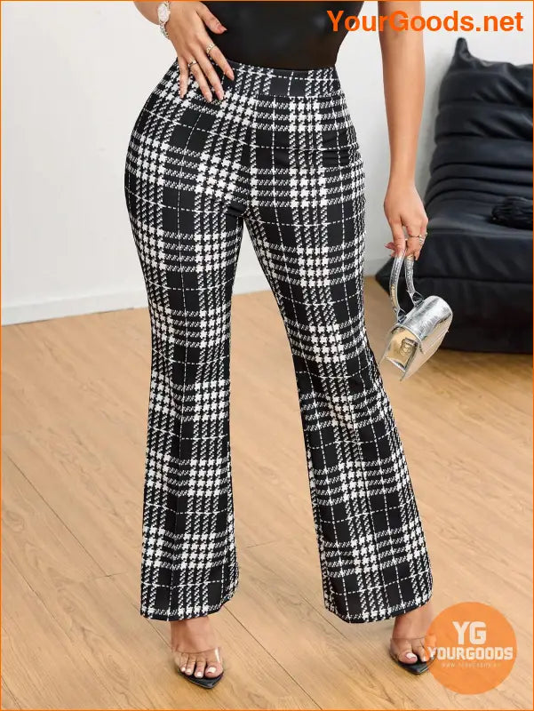 YOURGOODS Elegant Office Houndstooth Flared Suit Pants - YourGoods Online Shop