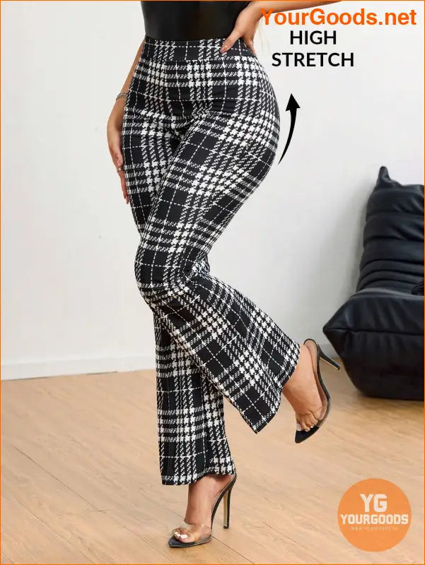 YOURGOODS Elegant Office Houndstooth Flared Suit Pants - YourGoods Online Shop