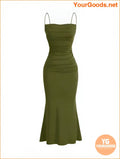 YOURGOODS Elegant Ruched Solid Cami Dress - YourGoods Online Shop