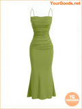 YOURGOODS Elegant Ruched Solid Cami Dress - YourGoods Online Shop