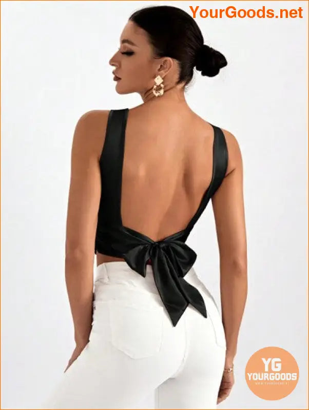 YOURGOODS Elegant Tie Backless Sleeveless Crop Top - YourGoods Online Shop