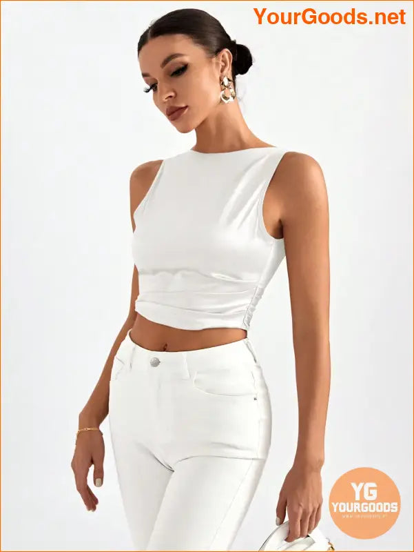 YOURGOODS Elegant Tie Backless Sleeveless Crop Top - YourGoods Online Shop