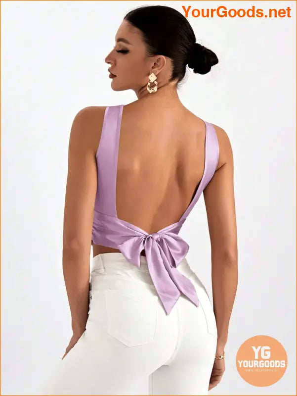 YOURGOODS Elegant Tie Backless Sleeveless Crop Top - YourGoods Online Shop