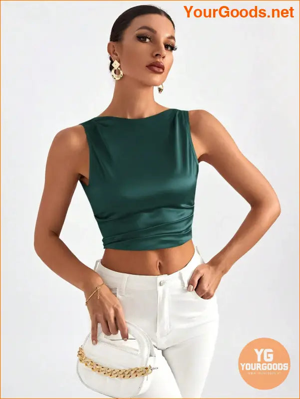 YOURGOODS Elegant Tie Backless Sleeveless Crop Top - YourGoods Online Shop