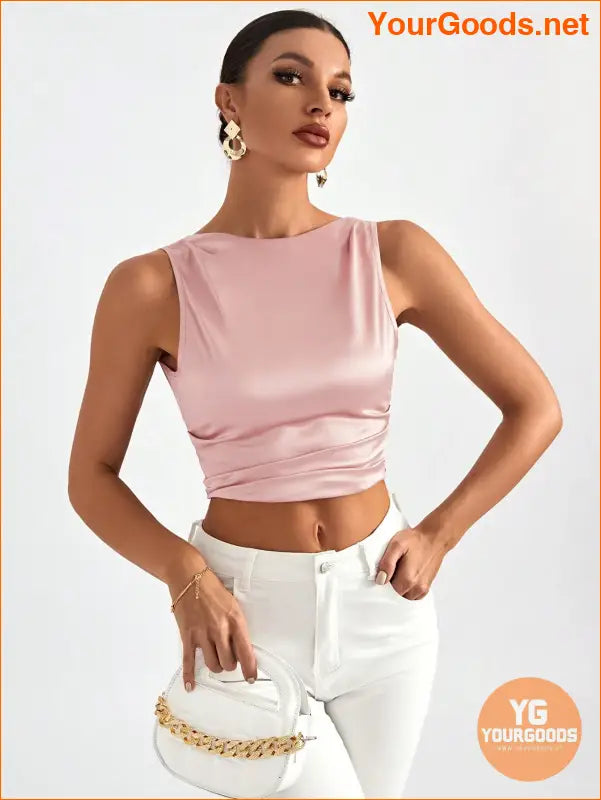 YOURGOODS Elegant Tie Backless Sleeveless Crop Top - YourGoods Online Shop