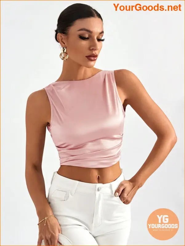 YOURGOODS Elegant Tie Backless Sleeveless Crop Top - YourGoods Online Shop