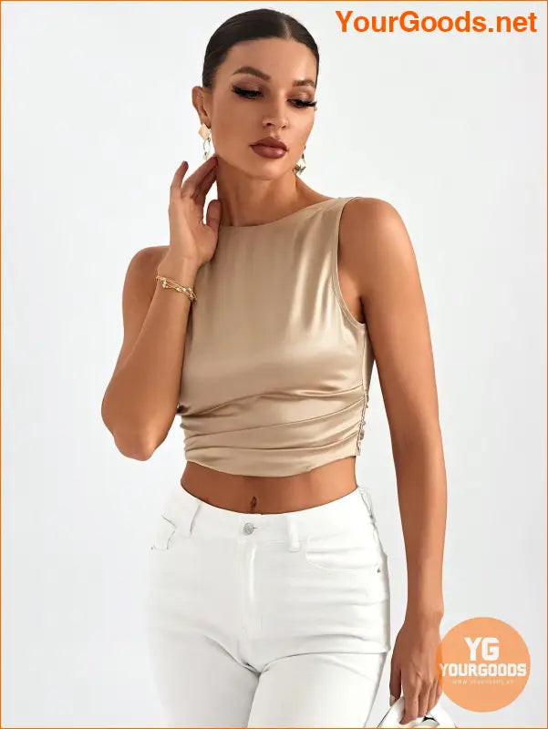 YOURGOODS Elegant Tie Backless Sleeveless Crop Top - YourGoods Online Shop