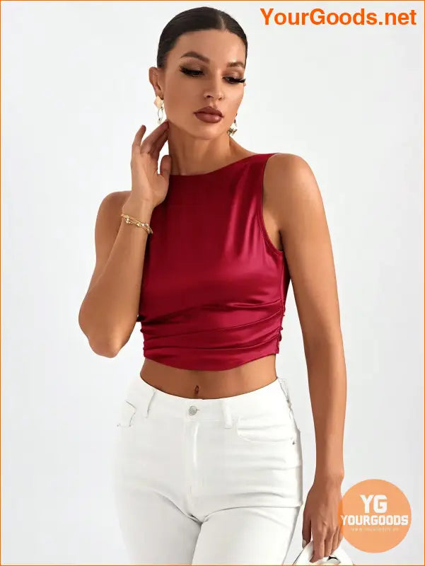 YOURGOODS Elegant Tie Backless Sleeveless Crop Top - YourGoods Online Shop