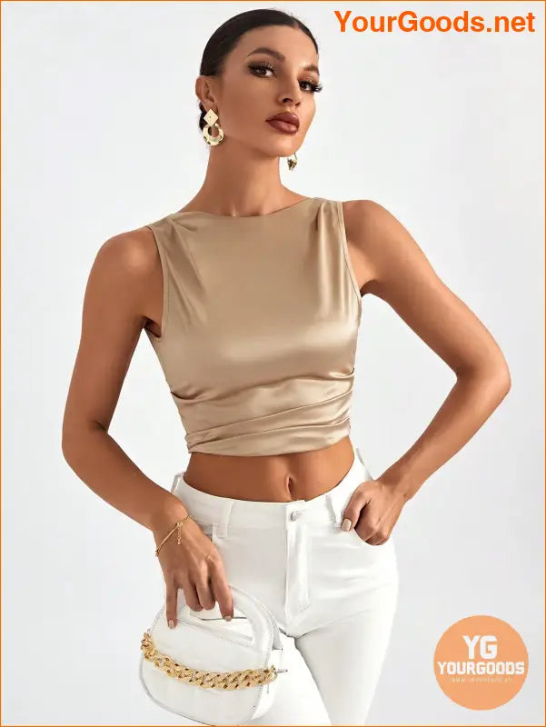 YOURGOODS Elegant Tie Backless Sleeveless Crop Top - YourGoods Online Shop