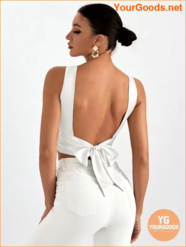 YOURGOODS Elegant Tie Backless Sleeveless Crop Top - YourGoods Online Shop