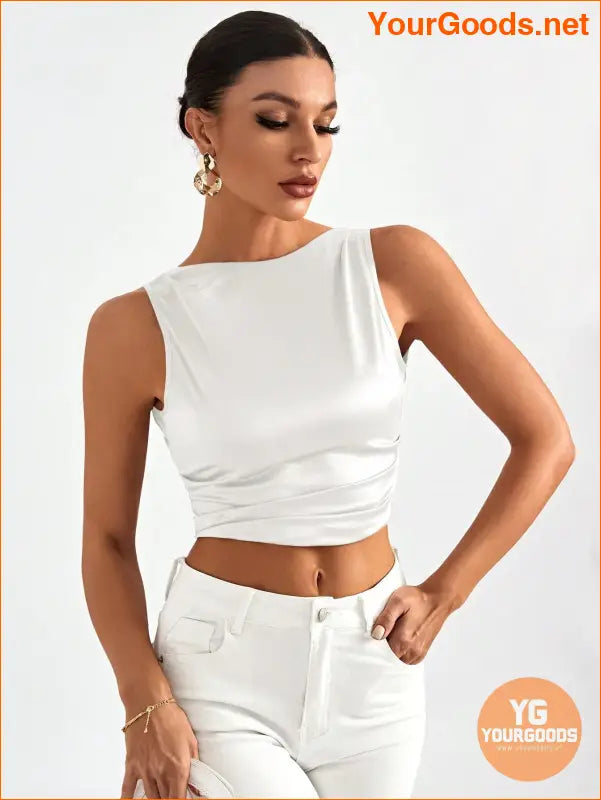 YOURGOODS Elegant Tie Backless Sleeveless Crop Top - YourGoods Online Shop