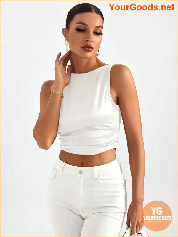 YOURGOODS Elegant Tie Backless Sleeveless Crop Top - YourGoods Online Shop