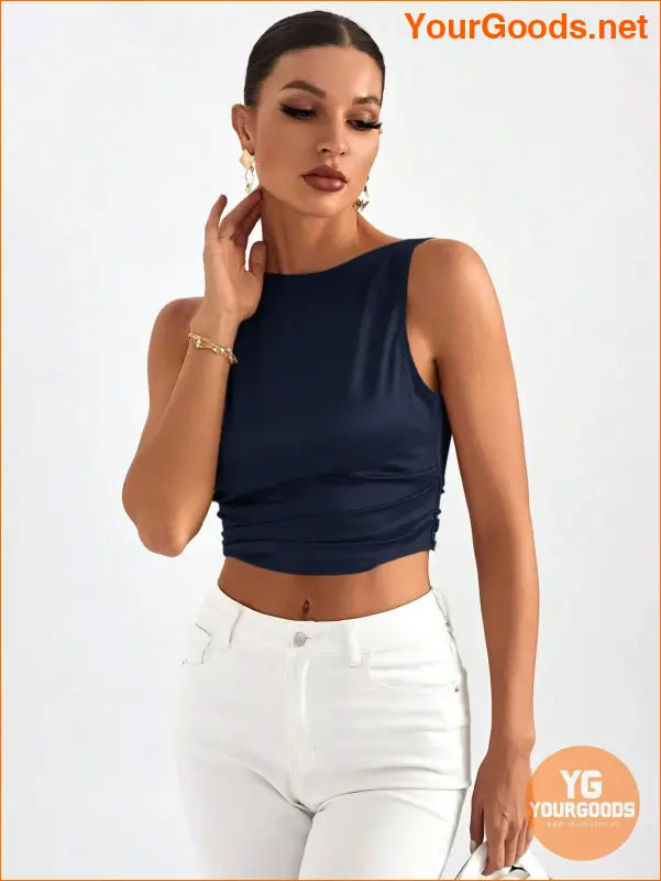 YOURGOODS Elegant Tie Backless Sleeveless Crop Top - YourGoods Online Shop