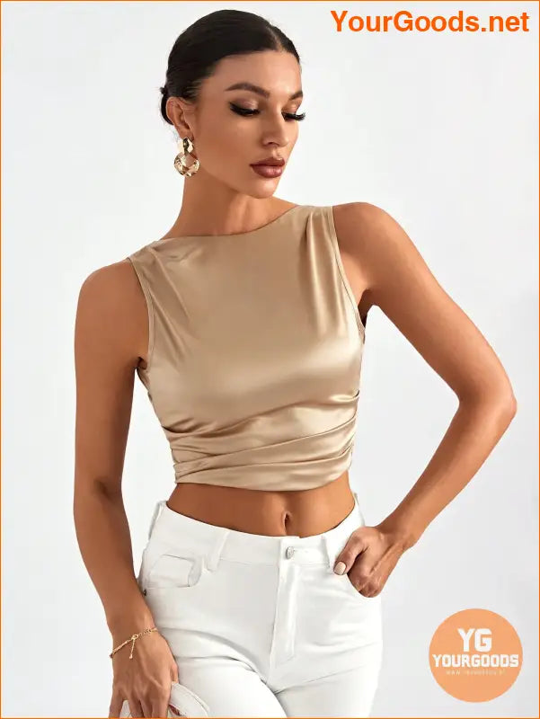 YOURGOODS Elegant Tie Backless Sleeveless Crop Top - YourGoods Online Shop