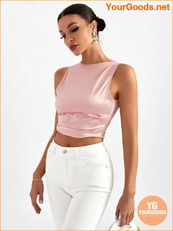 YOURGOODS Elegant Tie Backless Sleeveless Crop Top - YourGoods Online Shop