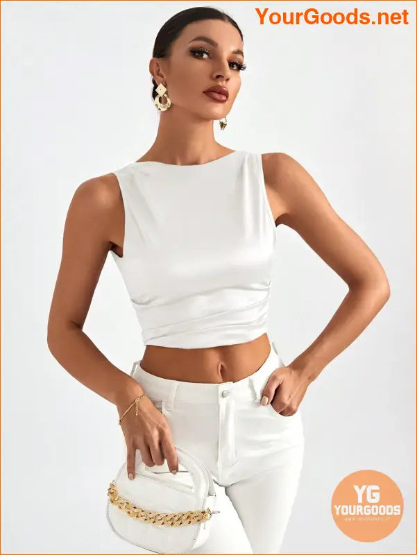 YOURGOODS Elegant Tie Backless Sleeveless Crop Top - YourGoods Online Shop