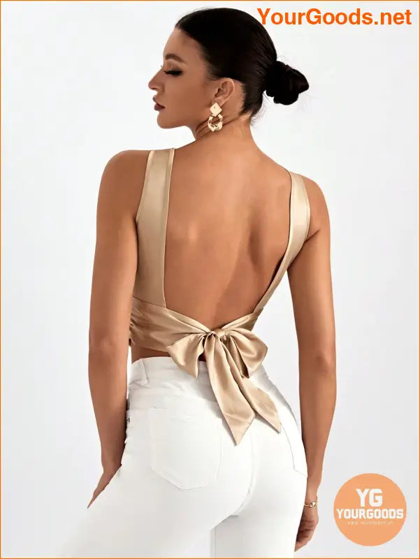 YOURGOODS Elegant Tie Backless Sleeveless Crop Top - YourGoods Online Shop