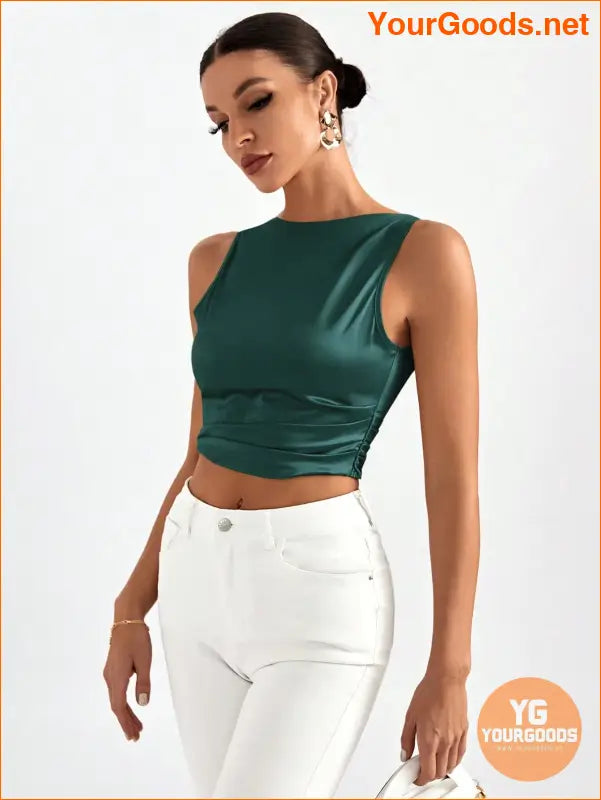 YOURGOODS Elegant Tie Backless Sleeveless Crop Top - YourGoods Online Shop