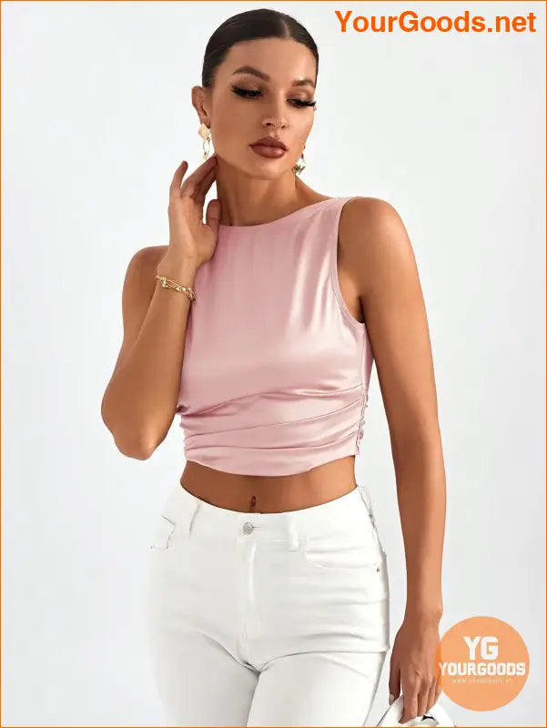 YOURGOODS Elegant Tie Backless Sleeveless Crop Top - YourGoods Online Shop