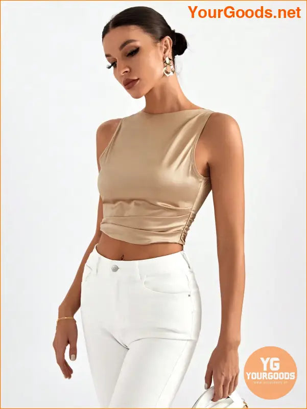 YOURGOODS Elegant Tie Backless Sleeveless Crop Top - YourGoods Online Shop