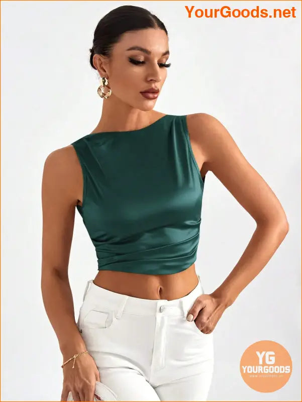 YOURGOODS Elegant Tie Backless Sleeveless Crop Top - YourGoods Online Shop