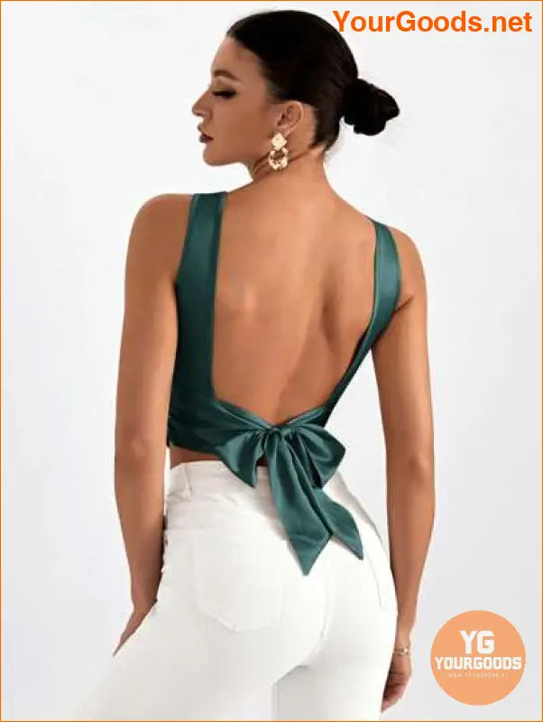 YOURGOODS Elegant Tie Backless Sleeveless Crop Top - YourGoods Online Shop