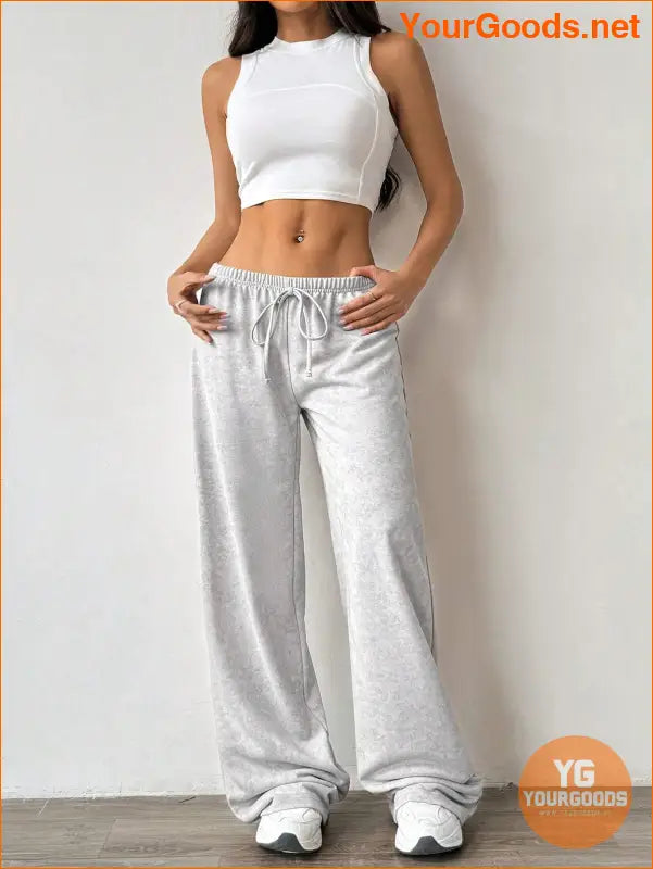 YOURGOODS Elegant Waist Tie Wide Leg Pants - YourGoods Online Shop