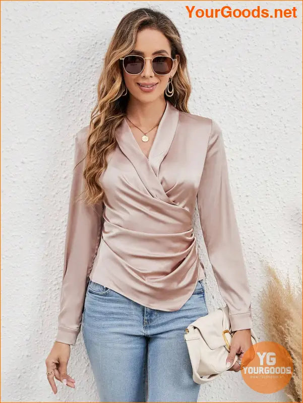 YOURGOODS Emery Rose Shawl Collar Wrap Blouse - YourGoods Online Shop