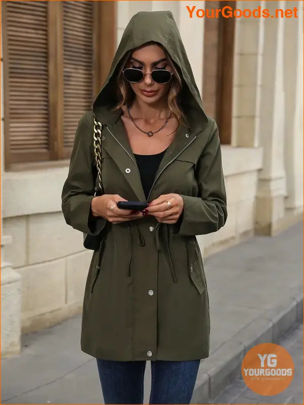 YOURGOODS Essence Drawstring Waist Hooded Coat - YourGoods Online Shop