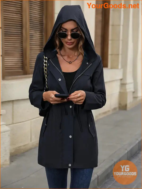 YOURGOODS Essence Drawstring Waist Hooded Coat - YourGoods Online Shop