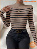 YOURGOODS Essence Striped Mock Neck Sweater - YourGoods Online Shop