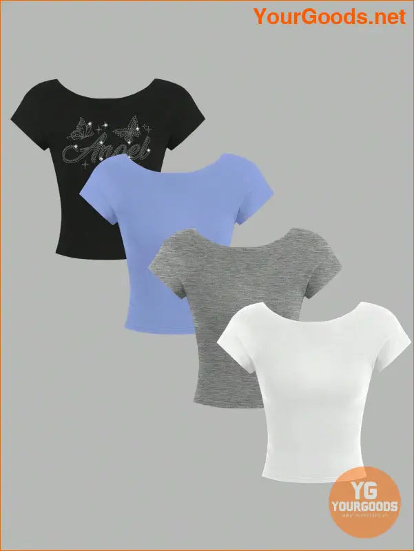 YOURGOODS Essnce 4pc Slim Fit Summer TShirts for Women - YourGoods Online Shop