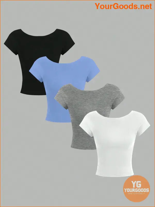 YOURGOODS Essnce 4pc Slim Fit Summer TShirts for Women - YourGoods Online Shop