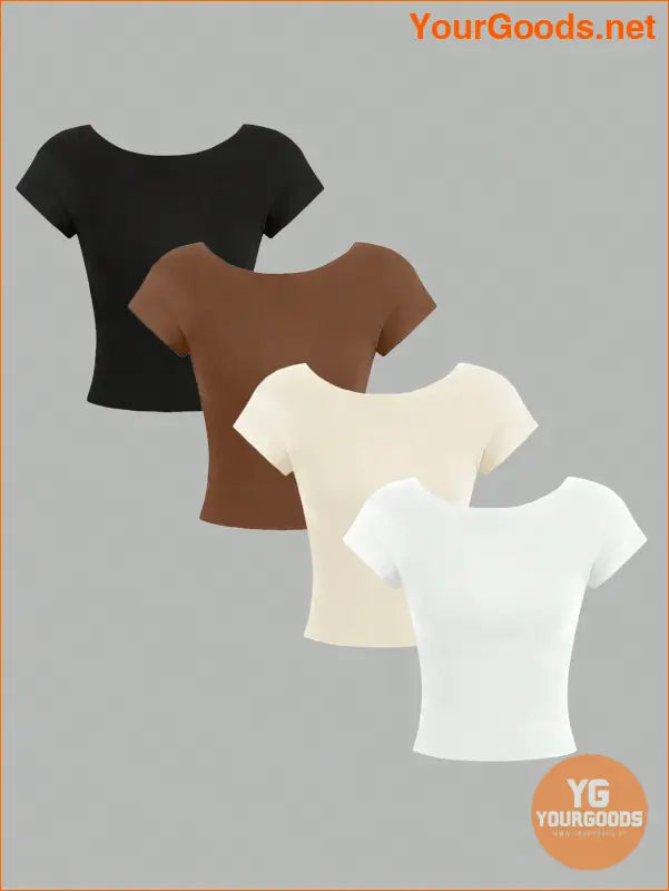 YOURGOODS Essnce 4pc Slim Fit Summer TShirts for Women - YourGoods Online Shop