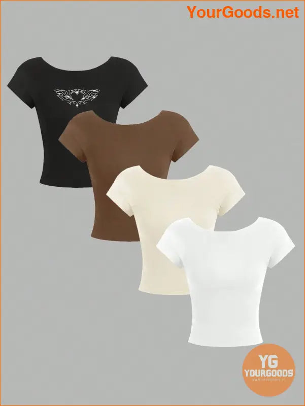 YOURGOODS Essnce 4pc Slim Fit Summer TShirts for Women - YourGoods Online Shop